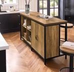 Keukeneiland industrieel met opbergruimte, MDF en metaal, Huis en Inrichting, Kasten | Buffetkasten, Verzenden, Nieuw