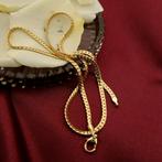 Gouden platte gourmetschakel ketting | 46 cm, Goud, Gebruikt, Ophalen of Verzenden, Overige kleuren
