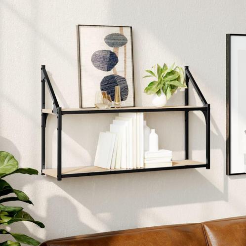 vidaXL Wandrek 2-laags 80x21x51 cm bewerkt hout sonoma, Huis en Inrichting, Woonaccessoires | Wandplanken en Boekenplanken, Nieuw