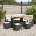 vidaXL 9-delige ligbedden set met kussens zwart poly rattan, Verzenden, Nieuw, Rotan