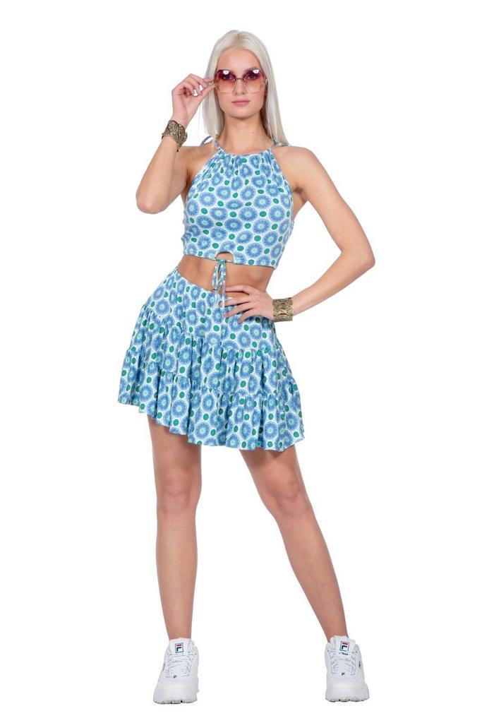 Festival Outfit Dames 2-delig Blue Flowers, Kleding | Dames, Carnavalskleding en Feestkleding, Nieuw, Ophalen of Verzenden