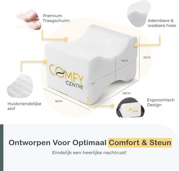 ComfyCentre Kniekussen voor in bed - Orthopedisch &amp;, Huis en Inrichting, Slaapkamer | Beddengoed, Zo goed als nieuw, Ophalen of Verzenden