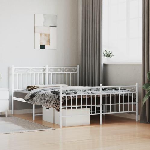 vidaXL Bedframe met hoofd- en voeteneinde metaal wit 140x200, Huis en Inrichting, Slaapkamer | Bedden, 140 cm, 200 cm, Wit, Tweepersoons