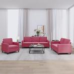 vidaXL 3-delige Loungeset fluweel wijnrood, Huis en Inrichting, Banken | Bankstellen, Verzenden, Nieuw, Vierpersoons of meer, Stof