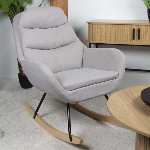 Milton & Oldbrook Schommelstoel - Grijs van 169,- NU 109,-, Huis en Inrichting, Stoelen, Eén, Grijs, Nieuw, Hout, Metaal, Stof