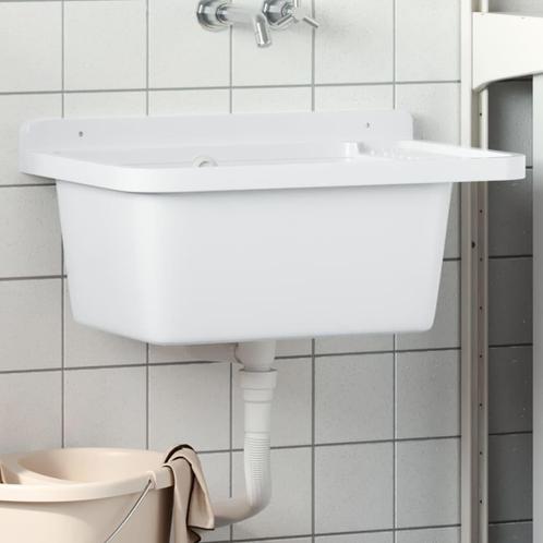 vidaXL Gootsteen wandgemonteerd 60x40x28 cm hars wit, Doe-het-zelf en Verbouw, Sanitair, Nieuw, Verzenden