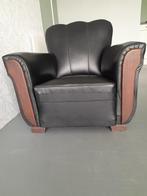 Fauteuil ArtDeco ClubStyle leer zwart lounge ARMCHAIR antiek, Ophalen of Verzenden