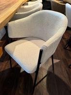 Armstoel Joyce black metal luxe stof wit grijs nieuw model, Huis en Inrichting, Stoelen, Ophalen, Wit, Nieuw, Eén