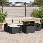 vidaXL 8-delige Loungeset met kussens poly rattan zwart, Tuin en Terras, Verzenden, Nieuw, Rotan, Loungeset