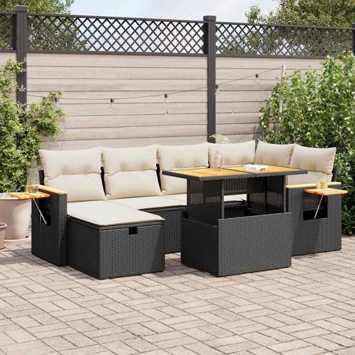 vidaXL 8-delige Loungeset met kussens poly rattan zwart, Tuin en Terras, Tuinsets en Loungesets, Loungeset, Nieuw, Rotan, Verzenden