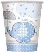 8 Olifanten Baby Party Paper Cup Azure 266ml, Ophalen of Verzenden, Nieuw