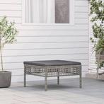 vidaXL Tuinvoetenbank met kussen poly rattan grijs, Verzenden, Nieuw, Rotan