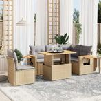 vidaXL 6-delige Loungeset met kussens poly rattan beige, Tuin en Terras, Tuinsets en Loungesets, Verzenden, Nieuw, Rotan, Loungeset