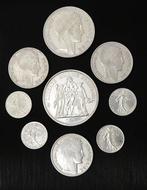 Frankrijk. Lot de 9 monnaies en argent, 1912/1967 (Zonder