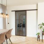Stalen Schuifdeur koofsysteem Brons 4 Vlaks rond Rook glas, Doe-het-zelf en Verbouw, 75 tot 150 cm, Nieuw, 150 tot 225 cm, Metaal