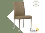 Leren eetkamerstoel Comfort met wieltjes - Hermes Mocca, Huis en Inrichting, Bruin, Nieuw, Leer, Ophalen of Verzenden