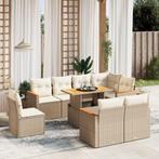 vidaXL 9-delige Loungeset met kussens poly rattan beige, Tuin en Terras, Tuinsets en Loungesets, Verzenden, Nieuw, Rotan, Loungeset