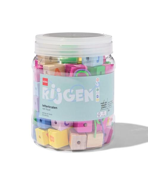 HEMA Emmer houten letterkralen met rijgkoord - 80 stuks, Hobby en Vrije tijd, Knutselen, Nieuw, Verzenden