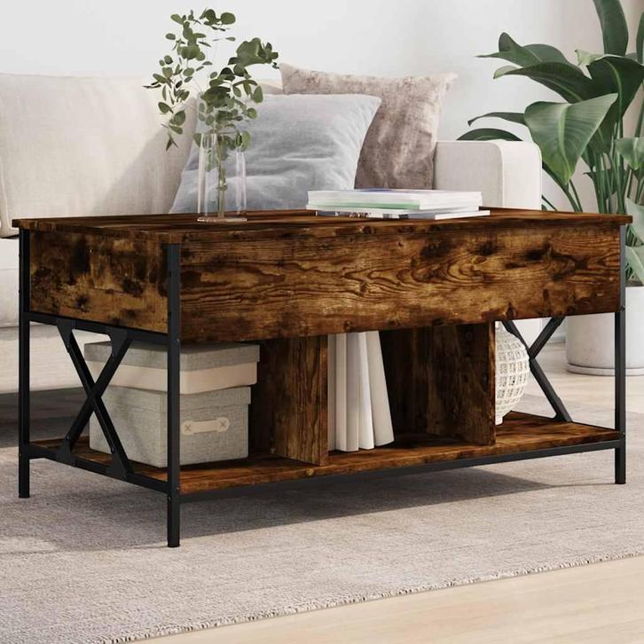 vidaXL Salontafel 100x55x50 cm bewerkt hout en metaal, Huis en Inrichting, Tafels | Salontafels, 100 tot 150 cm, Nieuw, Metaal