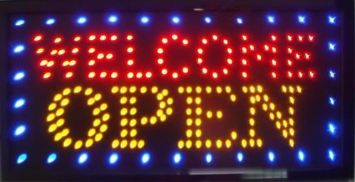 OPEN welkom lamp LED verlichting reclame bord lichtbak #B, Zakelijke goederen, Horeca | Meubilair en Inrichting, Verzenden