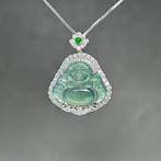 Gecertificeerde Jadeïte (A-jade) en S925 Zilver Boeddha