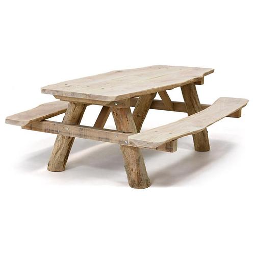 Eco Picknicktafel Boomstam Eiken, Tuin en Terras, Picknicktafels, Nieuw, Ophalen of Verzenden