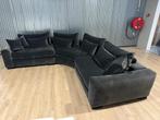 Ronde Hoekbank Viola Velvet Zwart 50% Extra Korting bankstel, Ophalen, Velvet black, 100 tot 125 cm, Hoekbank