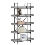 vidaXL Boekenkast 5-laags 100x33x180,5 cm bewerkt hout grijs, Verzenden, Nieuw, Overige houtsoorten