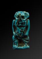 Oud-Egyptisch Faience amulet van de dwerggod Bes - 2.6 cm, Antiek en Kunst