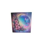 Wenskaart - Kolibrie, maan en bloemen, Hobby en Vrije tijd, Kaarten | Zelfgemaakt, Verzenden, Nieuw