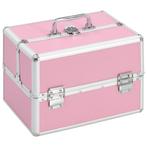 vidaXL Make-up koffer 22x30x21 cm aluminium roze, Sieraden, Tassen en Uiterlijk, Toilettassen, Verzenden, Nieuw, Roze
