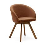 *WOONWINKEL* Kave Home Marvin Moderne Walnoot Draaistoel Sto, Huis en Inrichting, Stoelen, Verzenden, Nieuw, Stof