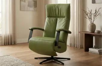 Groene relaxfauteuils, Huis en Inrichting, Fauteuils, Nieuw, Leer, Ophalen of Verzenden