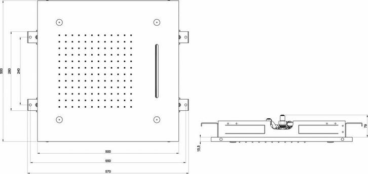Mate Hoofddouche Vierkant Met Led Waterval En Nevel 50 Cm, Doe-het-zelf en Verbouw, Sanitair, Ophalen of Verzenden