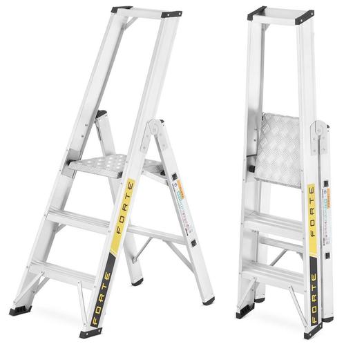Ladder - huishoudtrap - 3 treden - aluminium - 47,5x75x12..., Doe-het-zelf en Verbouw, Ladders en Trappen, Nieuw, Ophalen of Verzenden