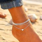 Ankle Bracelet Double Love Silver (enkelbandjes, zomer)