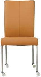Set van 6 leren eetkamerstoelen - met wieltjes en zonder arm, Huis en Inrichting, Stoelen, Overige kleuren, Nieuw, Leer, Ophalen of Verzenden