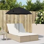 vidaXL Ligbed 2-persoons met kussens en parasol poly rattan, Tuin en Terras, Ligbedden, Verzenden, Nieuw