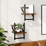 vidaXL Wandschappen met stangen 2 st 20x25x30 cm bruin, Verzenden, Nieuw