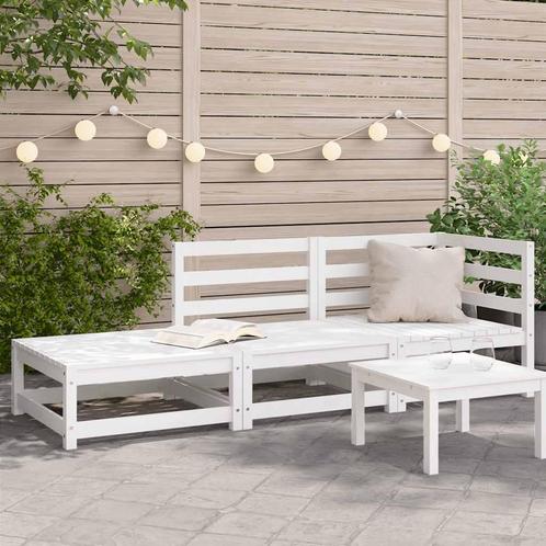 vidaXL Tuinbank 2-zits met voetenbank massief grenenhout wit, Tuin en Terras, Tuinsets en Loungesets, Nieuw, Verzenden