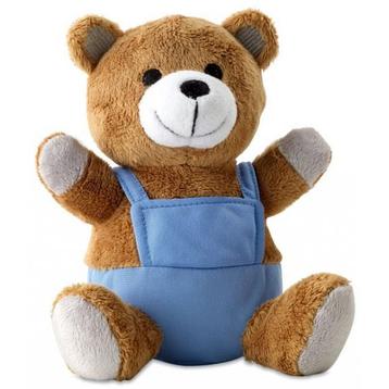 Pluche teddybeer met blauwe outfit 16 cm - Knuffel beren