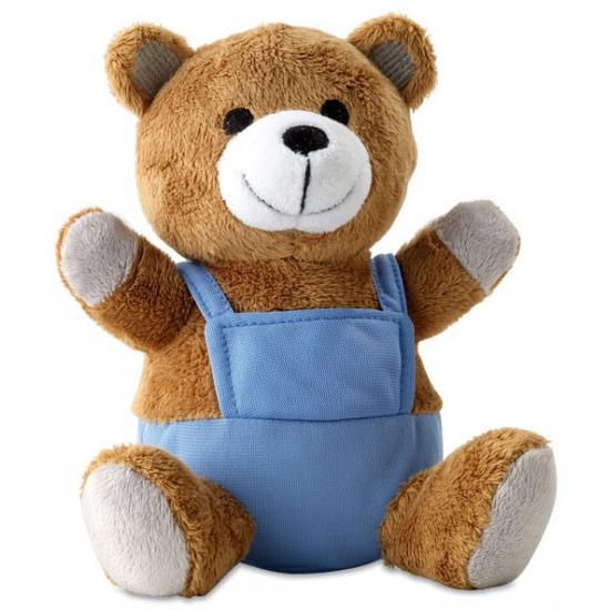 Pluche teddybeer met blauwe outfit 16 cm - Knuffel beren, Kinderen en Baby's, Speelgoed | Knuffels en Pluche, Ophalen of Verzenden