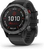 Garmin Fenix 6 47 mm grijs met een zwarte siliconen polsband, Verzenden, Zo goed als nieuw