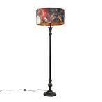 Vloerlamp zwart met velours kap bloemen goud 50 cm -, Huis en Inrichting, Lampen | Vloerlampen, Nieuw, Overige materialen, Klassiek / Antiek