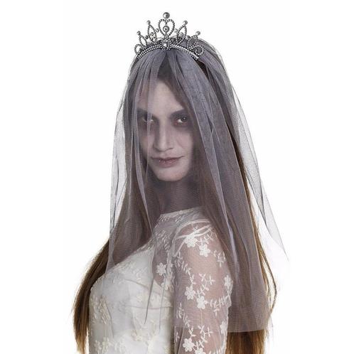 Zombie prinses tiara met sluier - Z Halloween accessoires, Hobby en Vrije tijd, Feestartikelen, Verzenden
