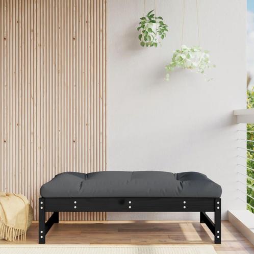 vidaXL Tuinvoetenbank 120x80 cm massief grenenhout zwart, Tuin en Terras, Tuinsets en Loungesets, Nieuw, Verzenden
