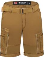 Geographical Norway Korte Broek Met Riem Passpartout Kaki, Verzenden, Nieuw, Bruin