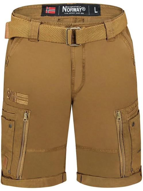 Geographical Norway Korte Broek Met Riem Passpartout Kaki, Kleding | Heren, Broeken en Pantalons, Bruin, Nieuw, Verzenden