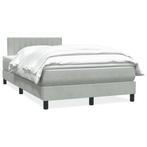 vidaXL Boxspring met matras fluweel lichtgrijs 120x210 cm, Huis en Inrichting, Slaapkamer | Bedden, Verzenden, Nieuw, Grijs, Stof