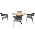 Sienna Prado dining tuinset 130 cm rond 5 delig antraciet, Tuin en Terras, Tuinsets en Loungesets, Ophalen of Verzenden, Nieuw